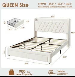 Queen Bed Frame with USB Ports – Modern & Sturdy