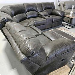 Pewter Rambo Reclining Sectional, Furniture Couch Livingroom 