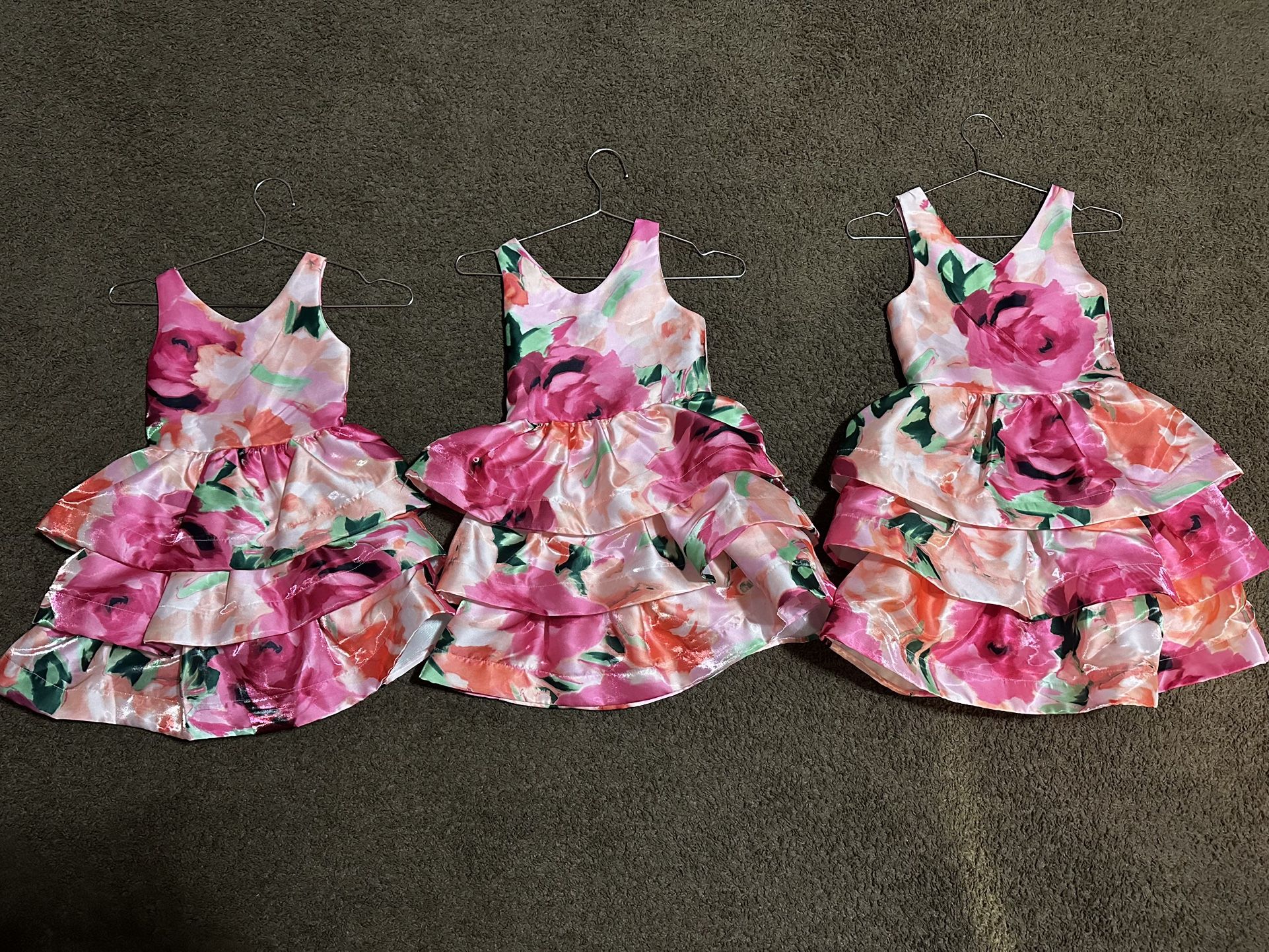 Beautiful Silk Floral Dresses For Girls (size 4, 6, & 10)