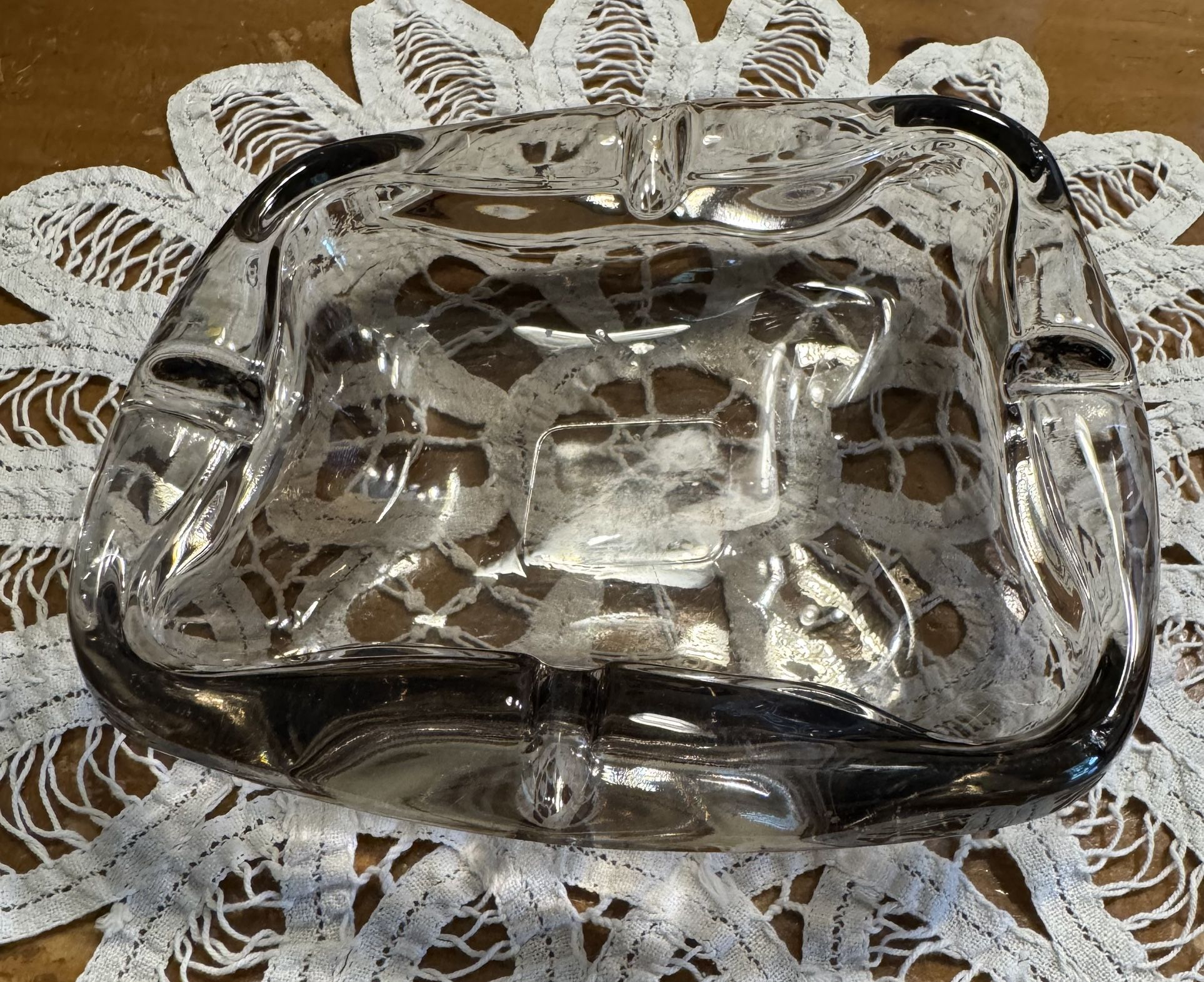 Vintage Amoeba Shape Iridescent Smoky Topaz Glass Ashtray