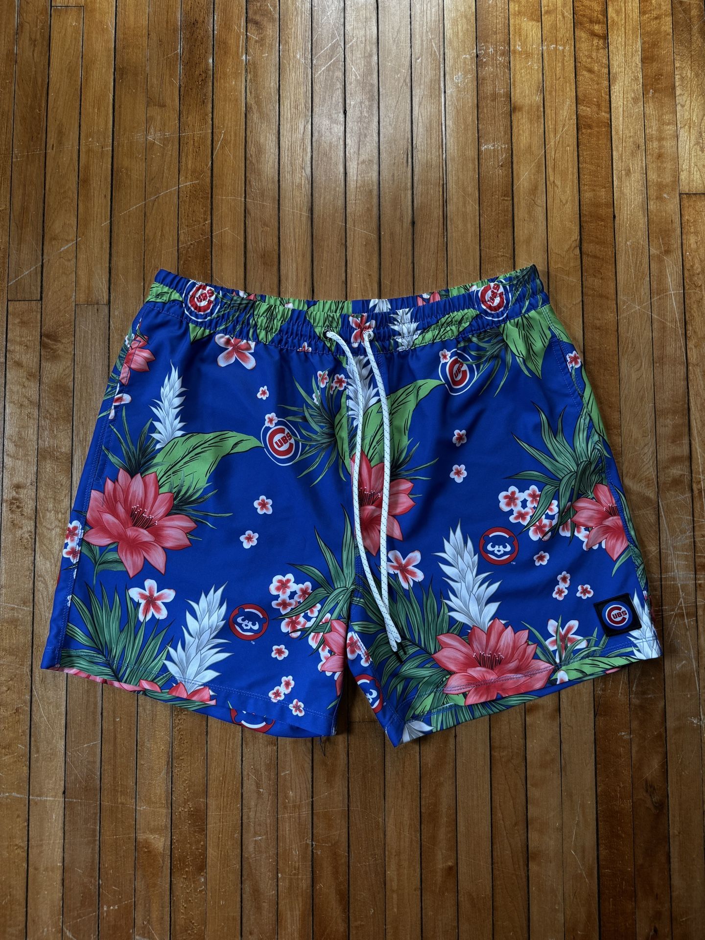 NWOT Hurley x ‘47 Chicago Cubs Cannonball Hawaiian Men’s Swim Shorts Sz. XL