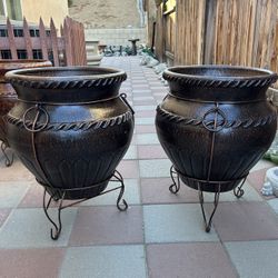 New Flower Pots Made Out Of Clay And Iron 