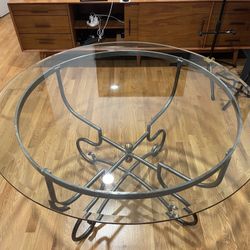 Round Glass Table Top With Metal Base