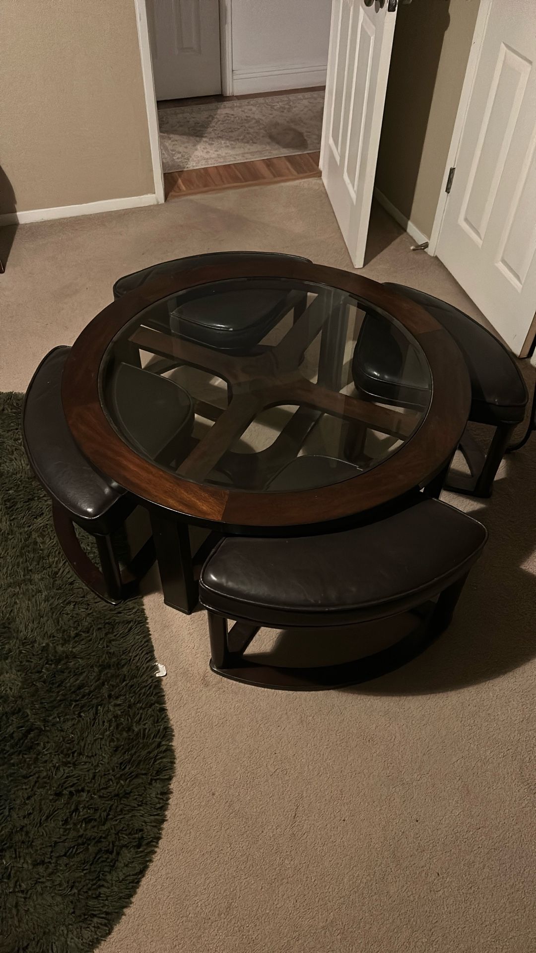 Coffee Table With 4 Bench Sets
