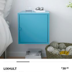 2 Ikea Lixhult Metal Wall Cabinet /Storage Box In Pink And White 