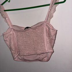 Pink Lace Corset Crop Top