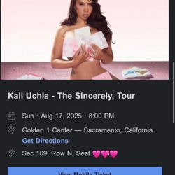 4 Lower Level Tickets for Kali Uchis in Sacramento