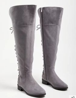 TORRID brand Over The Knee Boots...Grey Faux Suede...Size 11