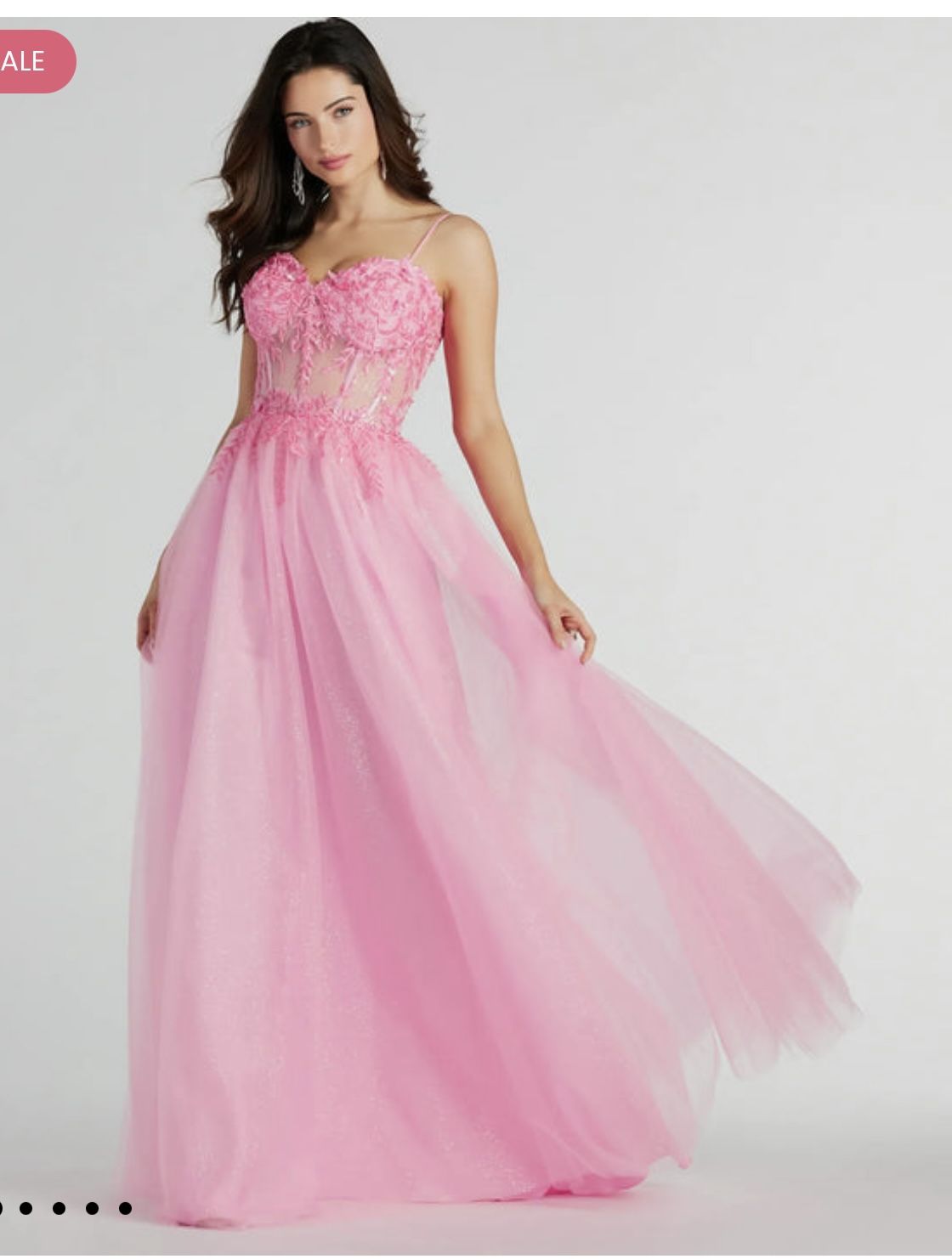 Windsor Margo Corset Floral Applique A-Line Pink Ball Gown