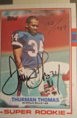 Thurman Thomas signed rookie card perfect condition