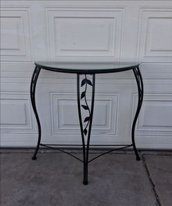 Metal Accent Table With Glass Top
