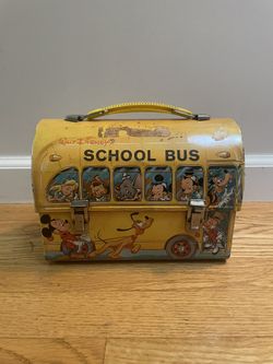 60s Vintage Disney Schoolbus Metal Lunchbox