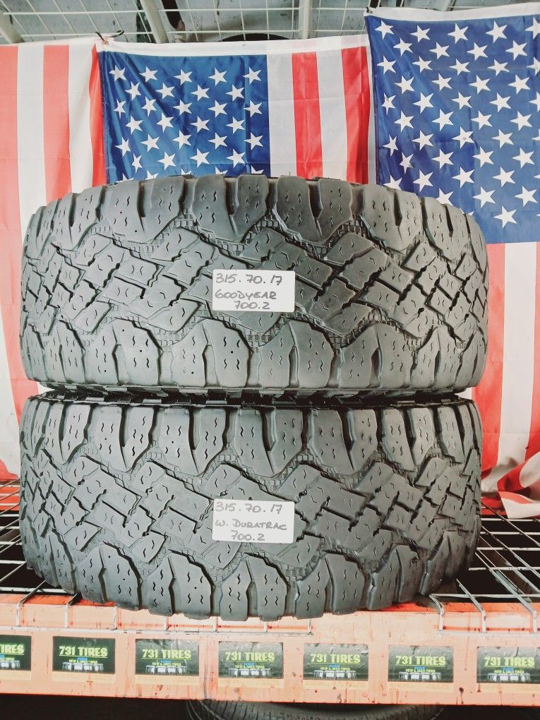 ✅️ LT315/70R17 GOODYEAR WRANGLER DURATRAC KEVLAR 315/70R17 ALL TERRAIN 315 70 17 USED TIRES