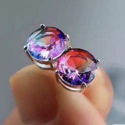8MM Round Purple Gradient Stud Earrings For Women [EAR98]