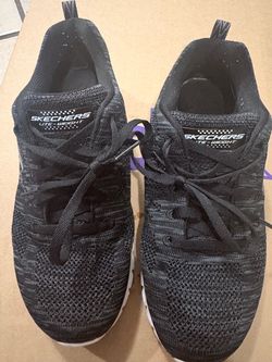 Tenis Skechers Flex Appeal 2.0 BKW, negros y grises, Talla 38.5, Memory Foam.