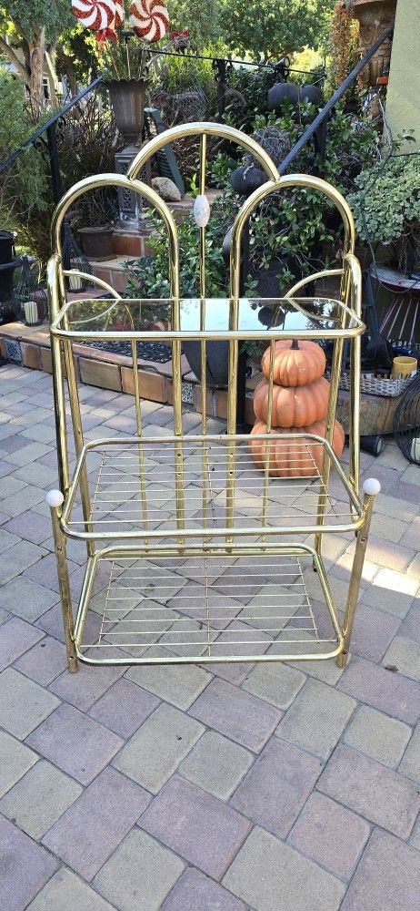 Vintage Gold Shelf Postmodern Art Deco 