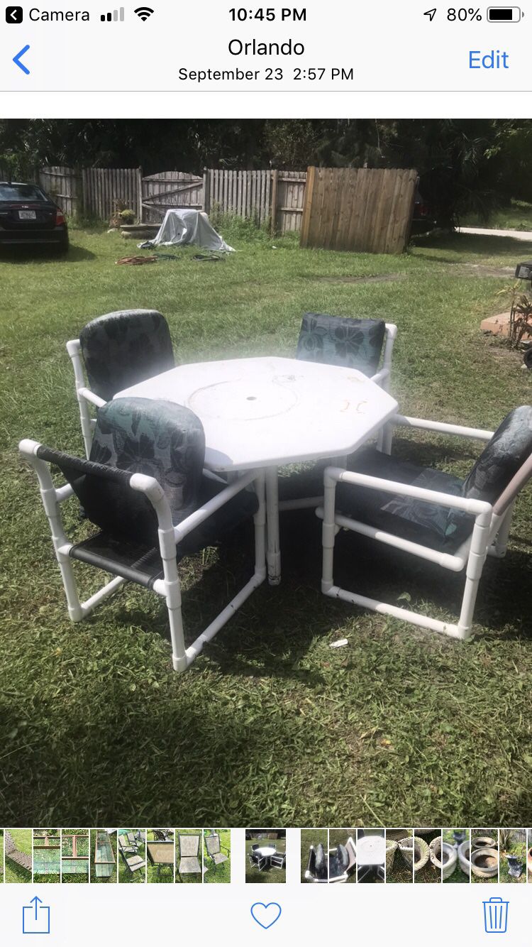 PVC outdoor dining table with 4 chairs 40.00 OBO
