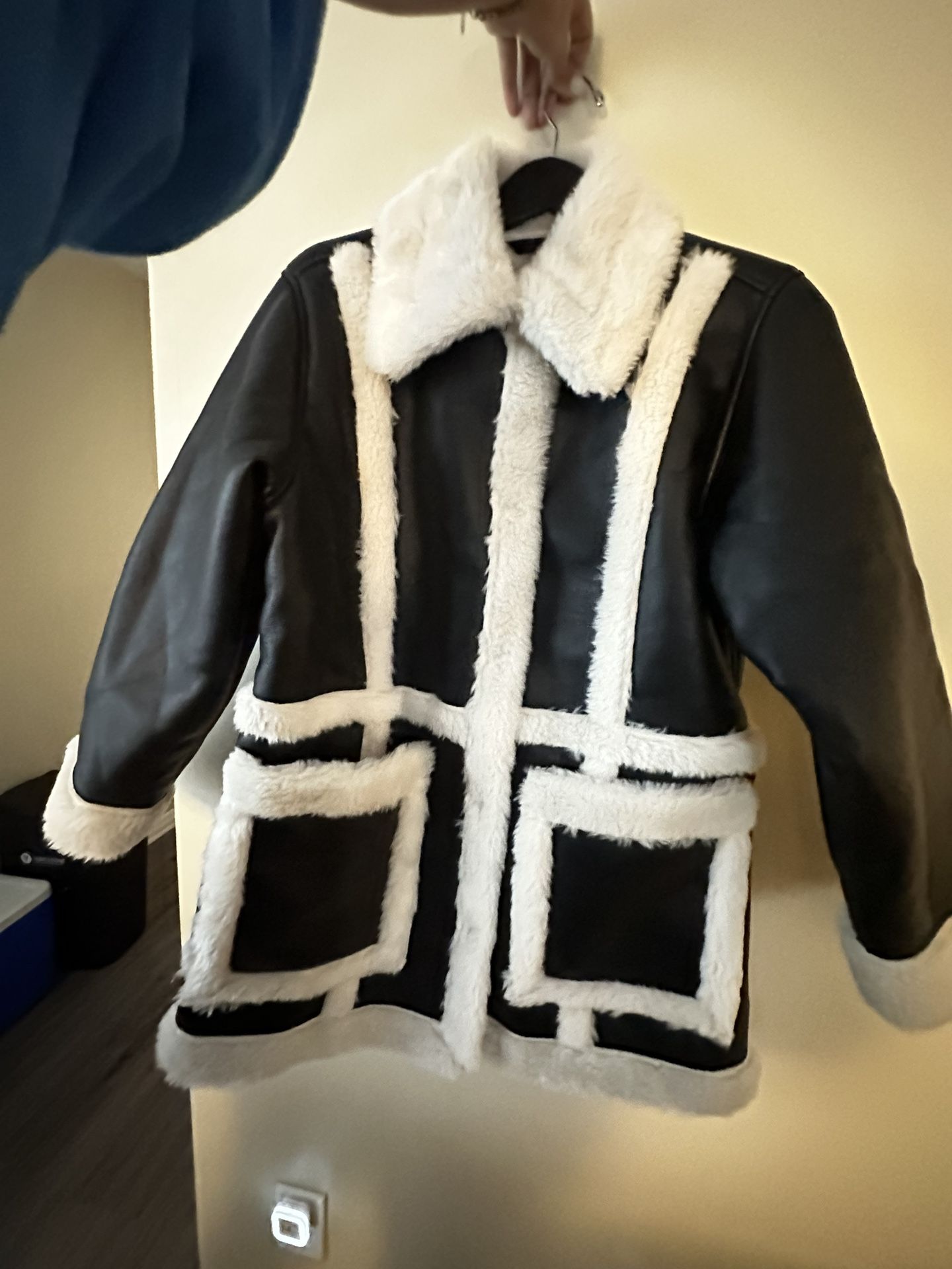 NEW Sherpa Lined Vegan Leather Coat From Abercrombie
