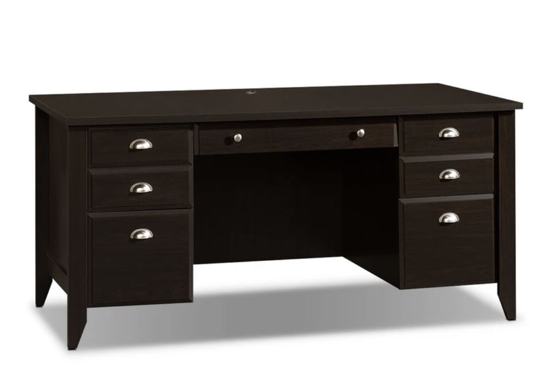 Executive Desk, Lateral File Cabinet, Tall Bookshelves