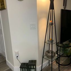 Pretty Home Decoration Floor Lamp With 3 Glass Shelve! Include 2 Bulb Top And Bottom ! New 