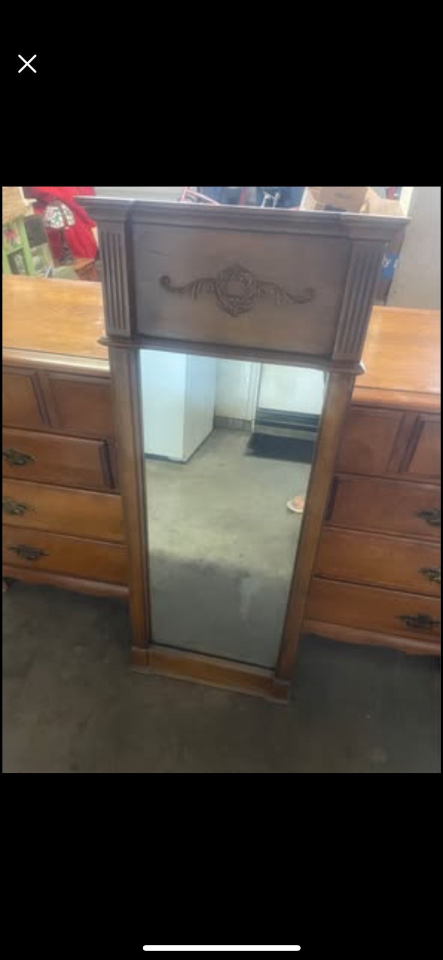 Estate sale vintage heavy solid wood mirror