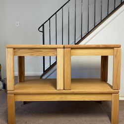 Mid-Century Modern Solid Oak Coffee Table Set (3-Piece) – Scandinavian Style