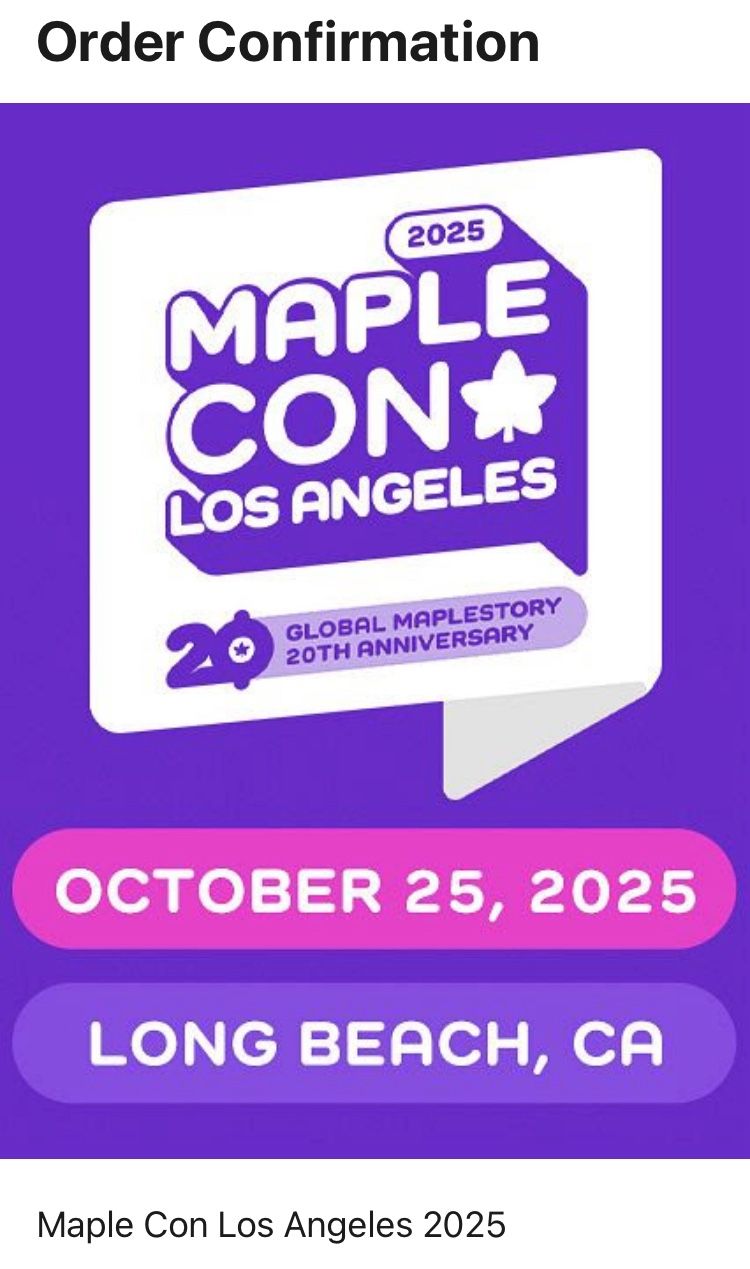 MapleCon 2025 GA Ticket NO BADGE (Please Read)
