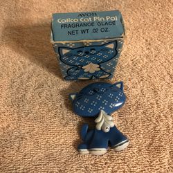 Vintage 1973 Avon Calico Cat Pin Pal Fragrance Glace Pin With Box