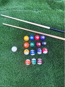 Pool Table Ball Set and Sticks