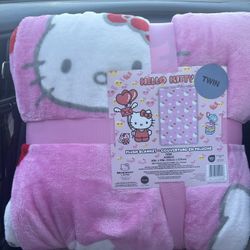 HELLO KITTY PINK TWIN SIZE VALENTINES DAY BLANKET 