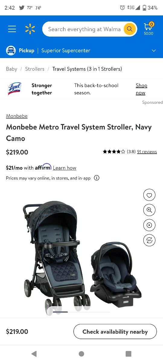 Brand New! Car Seat W/Base + Stroller Never Used