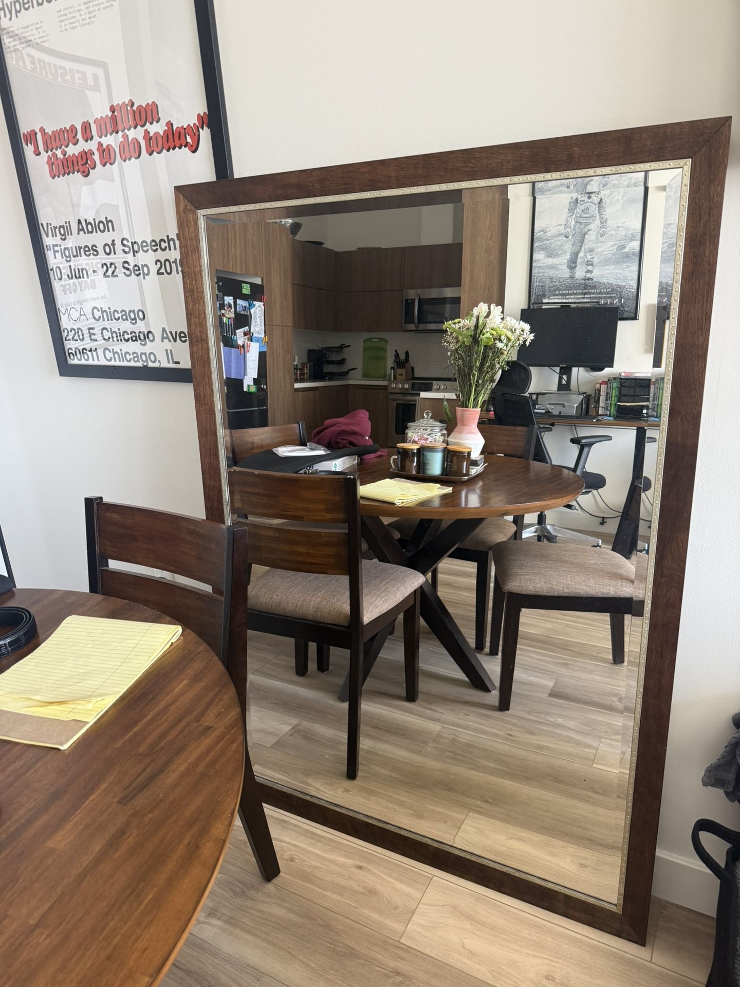 Massive Wooden Framed Mirror From Dresser