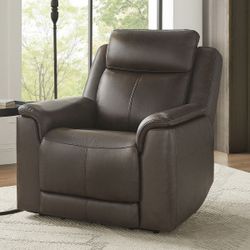 Hamlin Leather Power Recliner with Power Headrest & Power Lumbar