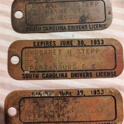 Lot Of 3 Vintage Brass Driver's Licenses 