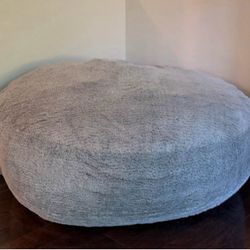 Large Gray Plush jumbo Bean Bag Chair