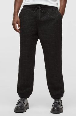 Mode of One Men's Regular-Fit Tapered-Leg Tweed Jogger Pants Black size : S, M, L , XL , XXL