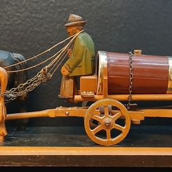 Rhon Sepp Hand Carved Horse Oxen And Wagon Germany Art Decor Decantor
