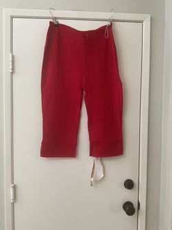 House of CB Red Ribbed Knit Capri  Pants