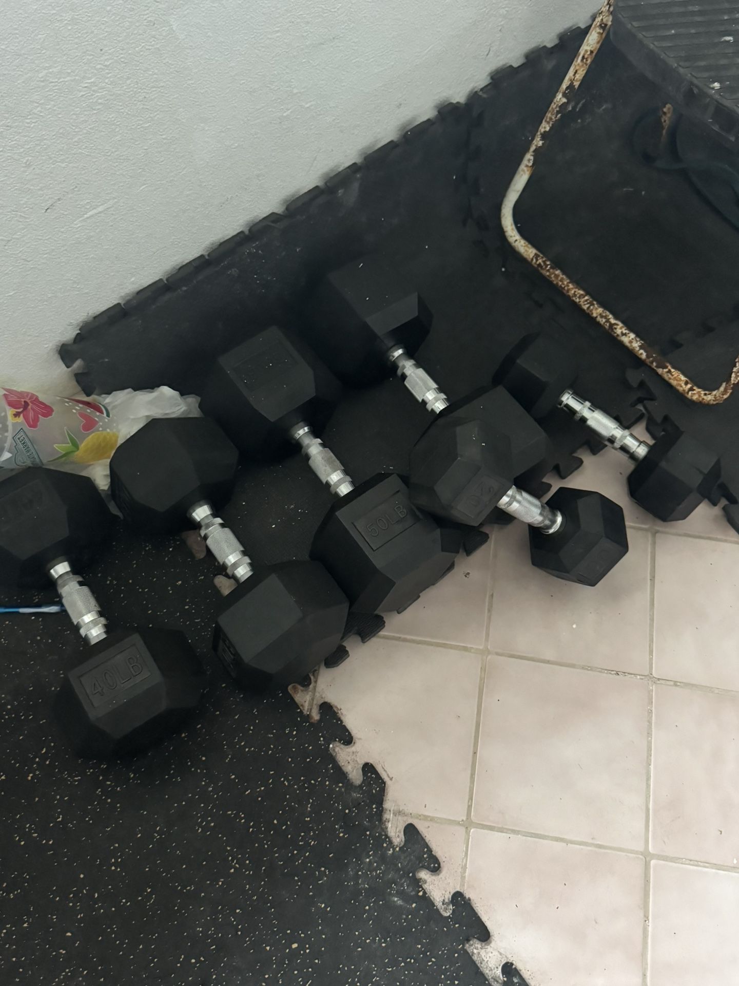 40lb Rubber Hex Dumbbells pair