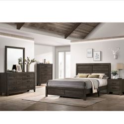 4- Pc Bedroom set Dresser,Mirror  Nightstand (1) Queen size bed frame  Not including Mattress and Box Sp