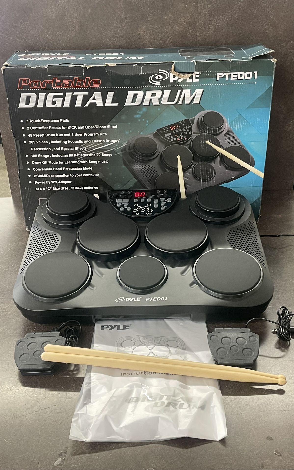 Pyle Electronic Drum Table Top PTED01 – Portable Digital Drum Kit