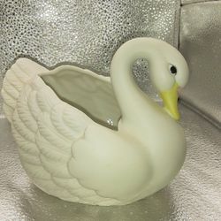 Homco White Swan Planter #1402 Home Interiors Ceramic Porcelain