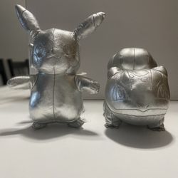Pokemon Exclusive 8" Silver Pikachu & Bulbasaur 