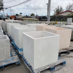 Concrete Large Square Planter / Cement Stone Backyard Patio Pots Garden Planters