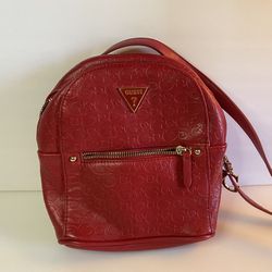Guess red quilted logo MINI  backpack purse