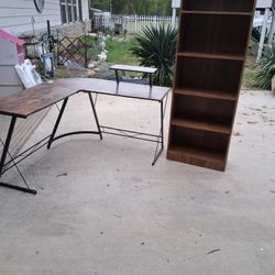 Desk and Bookshelf