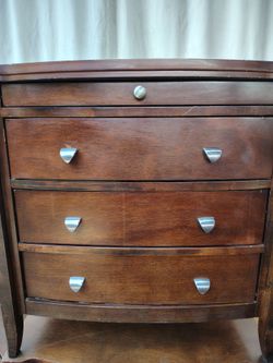 Vintage Wood Bow Front Chest of Drawers