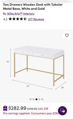 Desk, white and gold