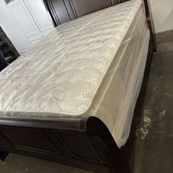 Queen Bed With Mattress Set 3pc New