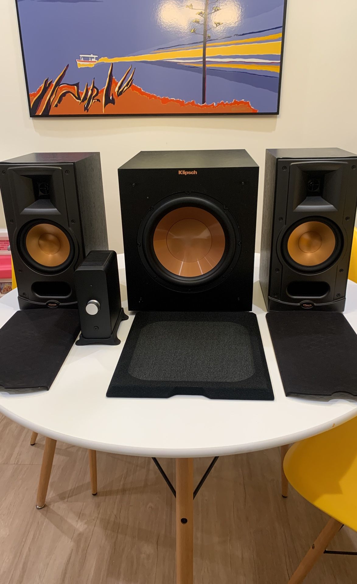 2.1 Stereo Setup - Audioengine Amp / Klipsch Speakers And Wireless Subwoofer For Home Theatre, Record Player 2.1 Vinyl, Computer, Or Gaming Setup